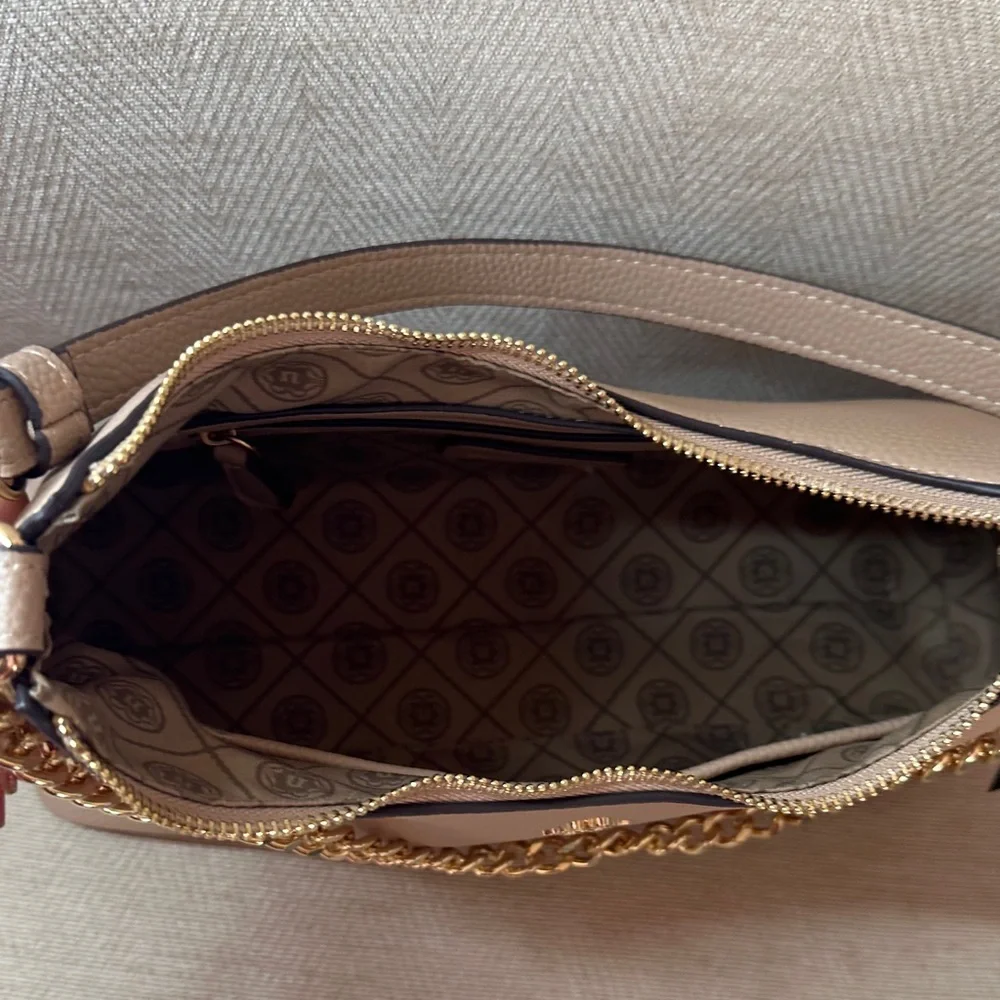 Nanette Lepore Beige Shoulder Bag with Gold Chain